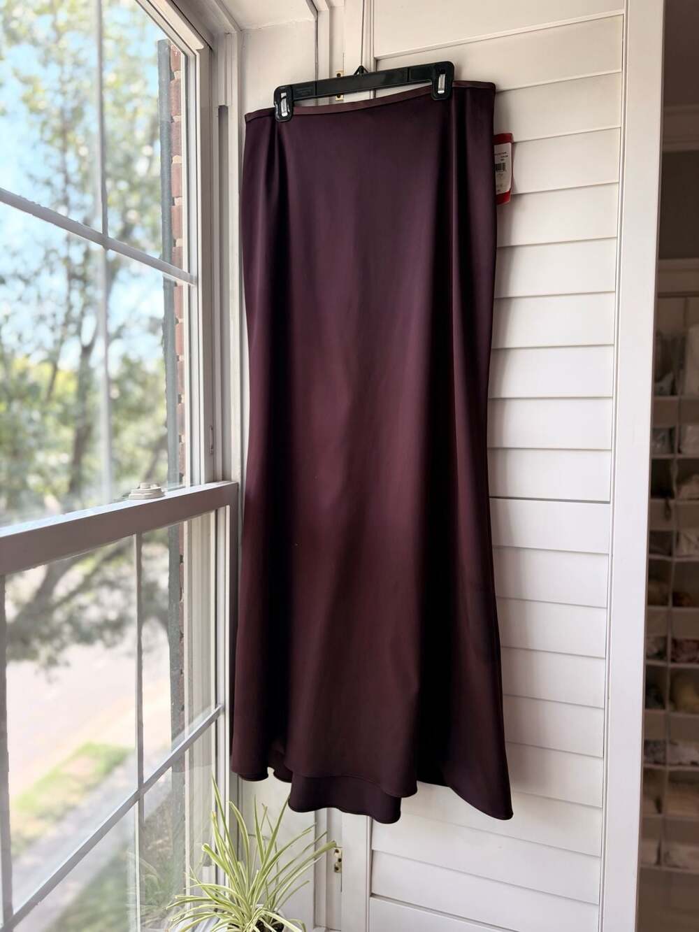 Vintage Deadstock JS Collections Rich Chocolate Brown Satin A-Line Maxi Skirt